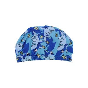 Unique Bargains Polyester Shark Pattern Swim Cap 5.91"x8.27" Sky Blue 1 Pc - 1 of 4