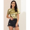 Allegra K Women's Party Metallic Short Sleeve Textured Shiny T-shirts - 3 of 4