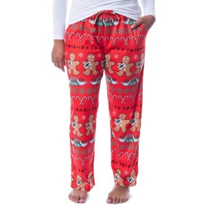 Friends The TV Series Womens' Gingerbread Central Perk Ugly Sweater Pajama Pants Red - 1 of 4