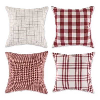 4pk 18"x18" Farmhouse Square Throw Pillow Covers Red - Design Imports