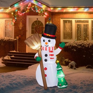 Angel Sar 6.2FT Inflatable Snowman with Groom, LED Lighted Christmas Decoration, Outdoor Yard Blow Up Decor with Christmas Tree - 1 of 4