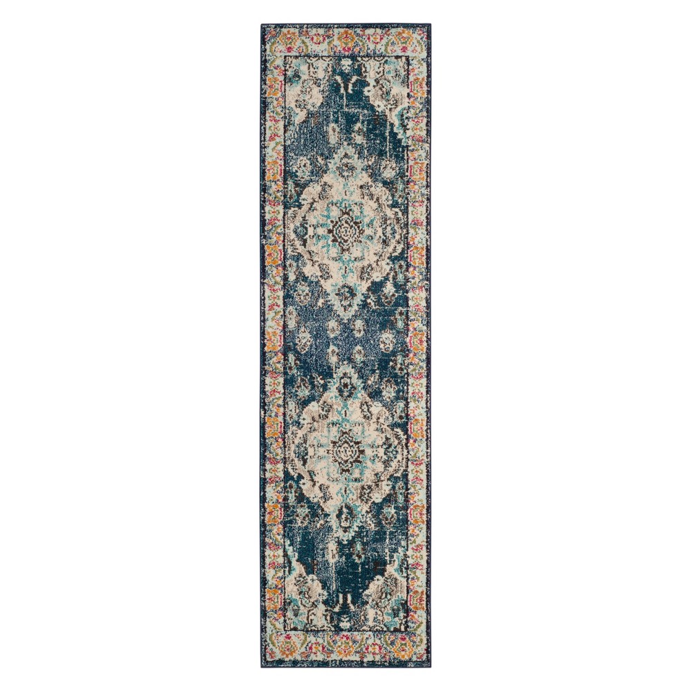 2'2inx16' Runner Medallion Navy Blue - Safavieh