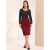 Hobemty Women's Wear to Work Elastic High Waist Pleated Bodycon Midi Skirts - 2 of 4