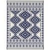 NAYSAYE 9' x 12' Reversible Outdoor Rug Portable Camping Area Mat Waterproof Patio Deck Backyard Decor , Blue and White - 2 of 4