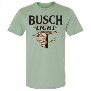 Mens Busch Light Hunting Duck Camo Green Colorway T-Shirt - 1 of 2