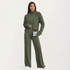 Anna-Kaci Women’s Ribbed Knit Relaxed Fit 2-Piece Set with High Neck Top Soft Stretch Fabric and Wide Leg Pants - 3 of 4