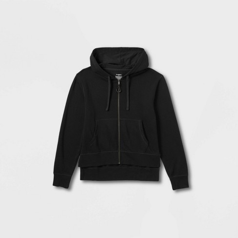 Soft black zip store up hoodie