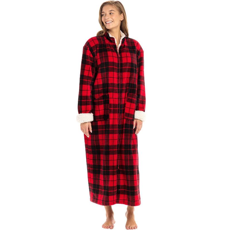 ADR Women's Zip Up Fleece Robe, Soft Warm Plush Oversized Zipper Bathrobe, 4 of 6