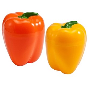 Hutzler Pepper Saver Keeper Storage Container - Keeps Fresh Longer - 2 Pack - Orange & Yellow - 1 of 4