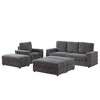 GDFStudio Vale Modern 127" L-shaped 3-Seater Corduroy Upholstered Sectional Sofa with 3 Ottomans - 4 of 4