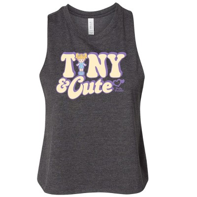 Women's Polly Pocket Tiny And Cute Graphic Racerback Tank - Heather Charcoal - Medium