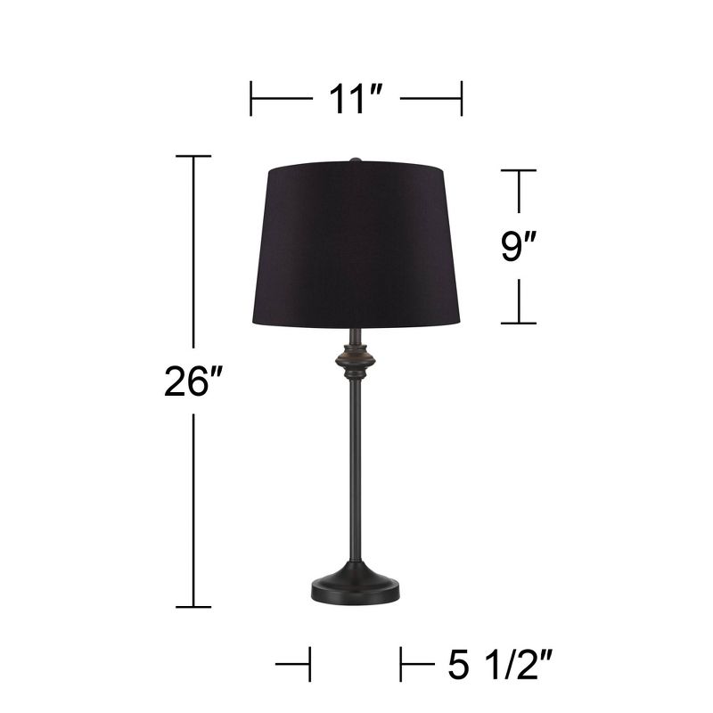 360 Lighting Lynn 26" Tall Skinny Buffet Modern Table Lamps Set of 2 Black Finish Metal Living Room Bedroom Bedside Nightstand House Office Home, 4 of 6