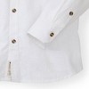 Mens' White Linen Button Down with Faux Horn Buttons, Medium - 3 of 4