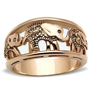 Slickblue Women's Western Style Ring, IP Rose Gold Stainless Steel, Citrine Yellow Synthetic Crystal, Size 5-11 - 1 of 4