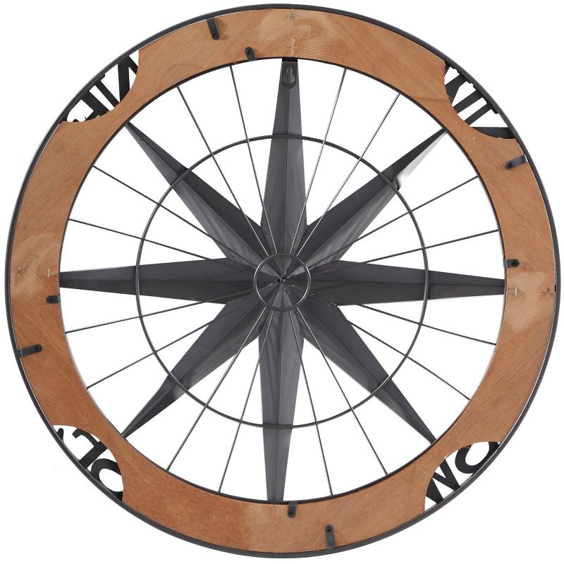 Metal Nautical Compass Wall Decor with Wood Frame Gray - Olivia &#38; May, 4 of 6