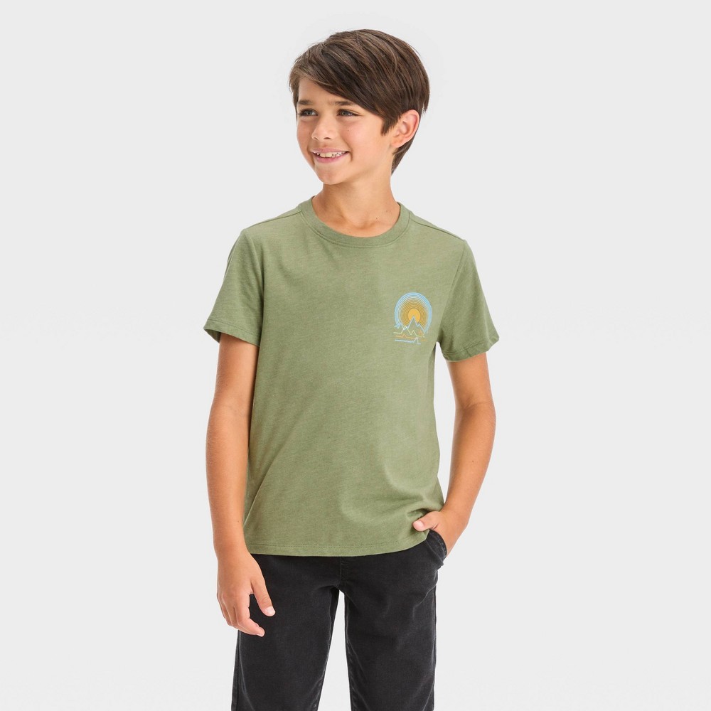 Boys' Short Sleeve 'Mountain Scene' Graphic T-Shirt - Cat & Jack™ Olive Green XL case pack of 22