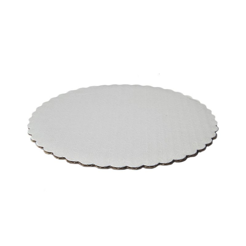 O'Creme White Scalloped Round Cake Board, 12", Pack Of 10, 2 of 3