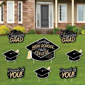Big Dot of Happiness Hello College Outdoor Decorations - Graduation Yard Signs - Set of 8 - 1 of 4