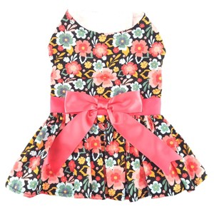 Doggie Design Blooming Blue and Peach Floral Dog Dress - 1 of 4