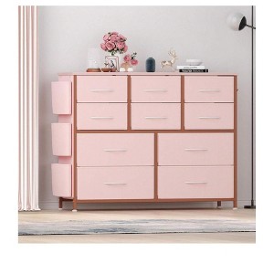 Dresser for Bedroom,10 Drawers Dresser & Chest of Drawers with Fabric Bins,Side Pockets and Steel Frame,Tall Dresser Storage Tower for Closet Hallway - 1 of 4