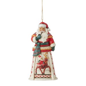 Jim Shore 4.5 Inch Lapland Santa W/Reindeer Scene Ornament Tree Ornaments - 1 of 3
