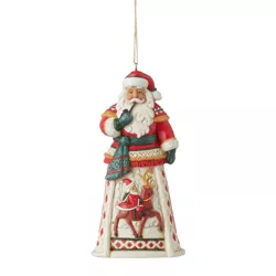 Jim Shore 4.5" Lapland Santa W/Reindeer Scene Ornament  -  Tree Ornaments