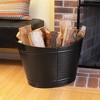 Achla Designs 23" Oval Wood Bin Fireplace Log Holder Black - 3 of 4