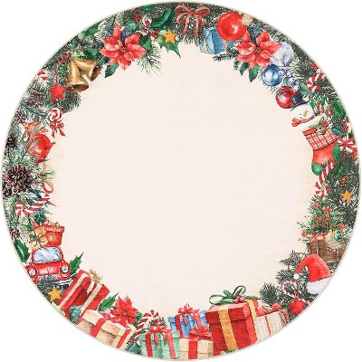 COZONY Washable Area Rug, Soft Low Pile Non-Slip Floor Carpet for Living Room, Bedroom, Kitchen & Dining Room, Holiday Christmas Decorative Throw Mat