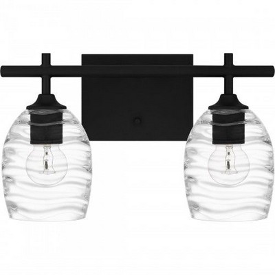 Lucy Matte Black 2-Light Vanity with Clear Optic Glass Shades