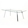 NicBex 59" Modern Rectangle Dining Table,Kitchen Table with Glass Tabletop and Metal Legs for 4 Seaters,Silver - 4 of 4