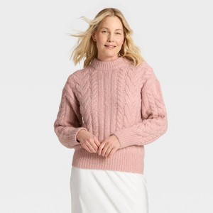 Women's Long Sleeve Cabled Tunic Sweater - A New Day™ - 1 of 3
