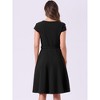 INSPIRE CHIC Women's Belted V Neck Cap Sleeve Flowy A-line Cocktail Dresses - 3 of 4