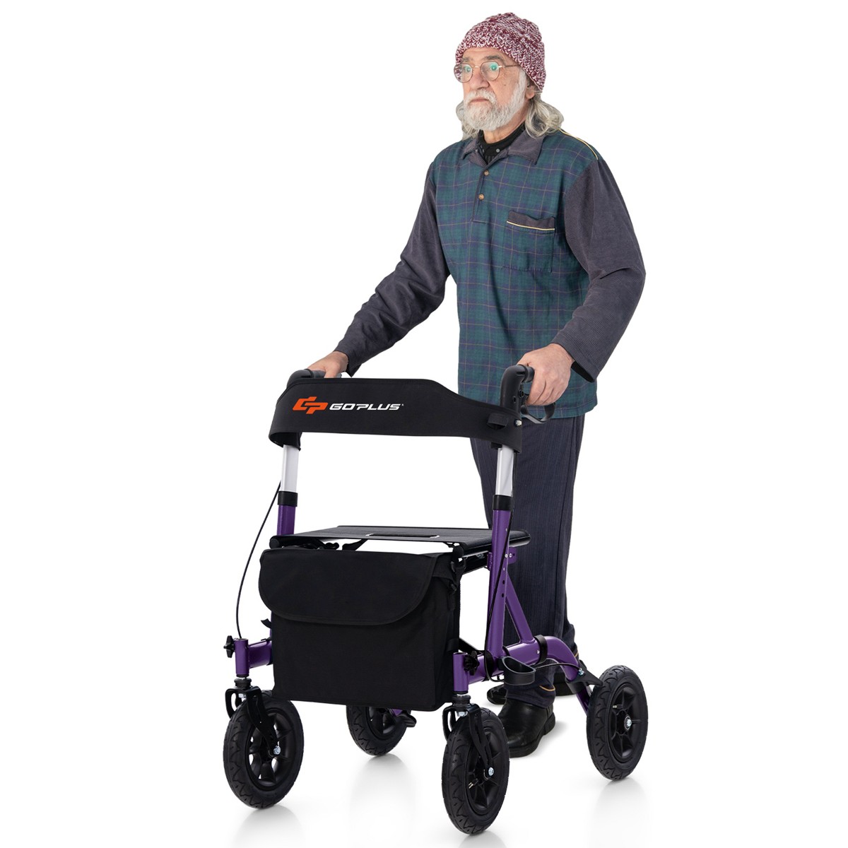 Costway Foldable Height Adjustable Rollator Walker (Purple)