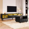 Cream-Toned TV Stand & Coffee Table Duo, LED-Backlit TV Stand for 80'' Screens, Cloud-Shaped Coffee Table with Lockable Casters, Black - 4 of 4