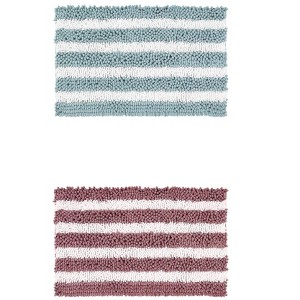 Unique Bargains Chenille Striped Absorbent Non-Slip Plush Floor Mats for Bathroom 2 Pcs - 1 of 4