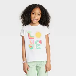 Girls' LOVE Short Sleeve Graphic T-Shirt - Cat & Jack™ White