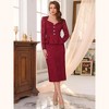 INSPIRE CHIC Women's Lace Formal Sweetheart Neck Long Sleeve Peplum Waist Button Decor Elegant Cocktail Midi Skirt Sets - 3 of 4