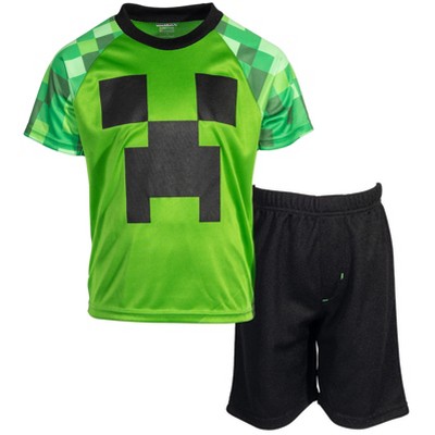 Minecraft Boys Short Sleeve Short Leg Pyjama Set Black Creeper