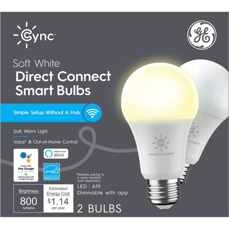 GE 2pk CYNC Smart Soft White Light Bulbs, 1 of 11