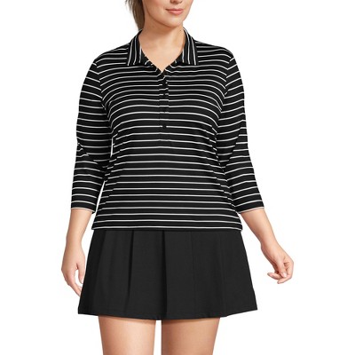 Lands' End Women's 3/4 Sleeve Active Polo Shirt