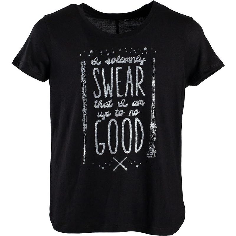 Harry Potter I Solemnly Swear Up To No Good Girls Glitter T-Shirt, 4 of 5