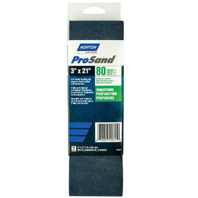 Norton ProSand 21 in. L X 3 in. W Zirconia Alumina Cloth Portable Sanding Belt 80 Grit Coarse 2 pk