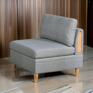 Royal Hampton 37 Inch Modular Armless Sofa Chair, Light Gray Dorris Fabric, Wood - 1 of 4