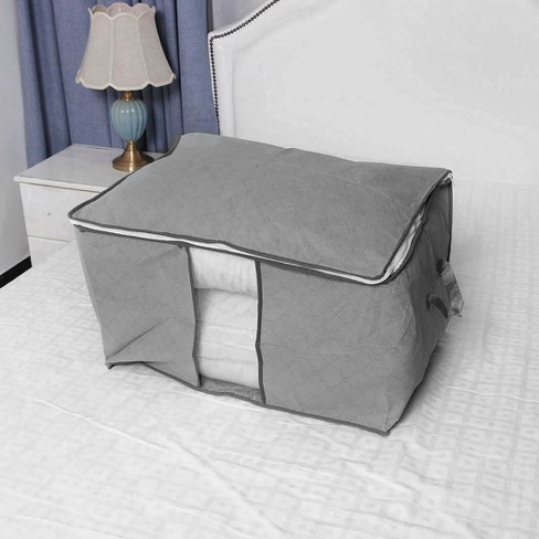 Oxford Clothes Storage Bags Sturdy Quilt Blanket Organizer B Grey in Gray | Large