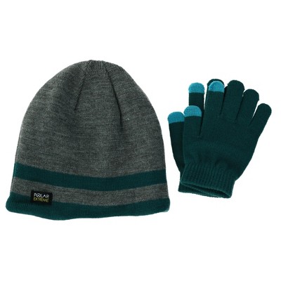 Polar Extreme Kids' Striped Beanie with Texting Glove Set