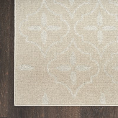 Ivory Beige 6' x 9' Synthetic Moroccan Trellis Area Rug
