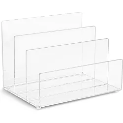 Juvale Clear Acrylic File Folder Holder Rack , Office File Organizer for Document Paper, Letter Book and Envelope 9"x 6.8"
