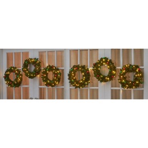 BrylaneHome 18" Pre-Lit Arrow-Tip Wreaths, Set Of 6 - 1 of 1