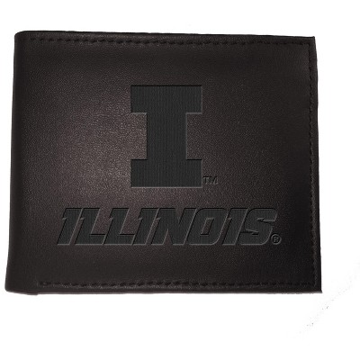 Evergreen NCAA Illinois Fighting Illini Black Leather Bifold Wallet Officially Licensed with Gift Box