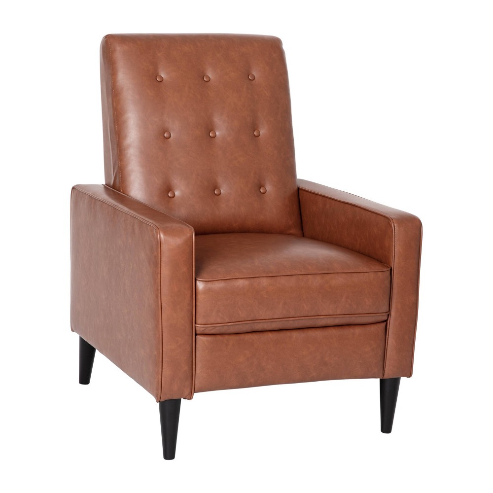 Photos - Chair Tufted Upholstered Ergonomic Living Room Recliner Cognac Brown - Merrick L